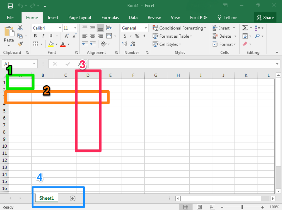 MS Excel home menu